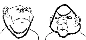 impish soyak ears, ishish soyak ears, 2soyjaks, angry, arab, ear, eyebrows, hair, looking at each other, stubble