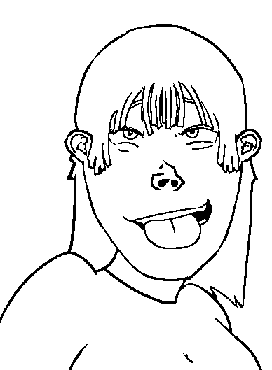red, vlodson, silly vlodette, vlodette, femjak, female, hair, tongue, transparent background, uncolored skin