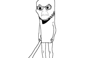 tung tung tung sahur, feraljak, 1soyjak, almost full body, arm, arms, baseball bat, closed mouth, glasses, hand