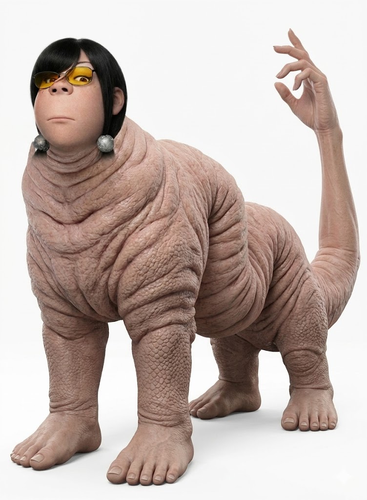 gapejak, female gapejak, femjak, monstrous cobblecreatures, arm, bipedal, black hair, closed mouth, creature, ear