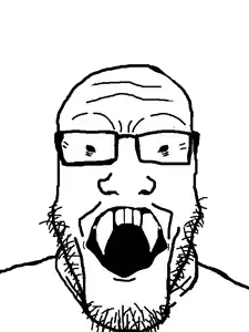 markiplier soyjak, soykio kid, soykioplier, fusionjaks, angry, beard, fangs, glasses, gook, small eyes