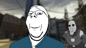 glasses smile soyjak stubble subvariant_wholesome_soyjak  variant_gapejak  variant_cobson combine civil_protection video_game half_life mask citizen.png