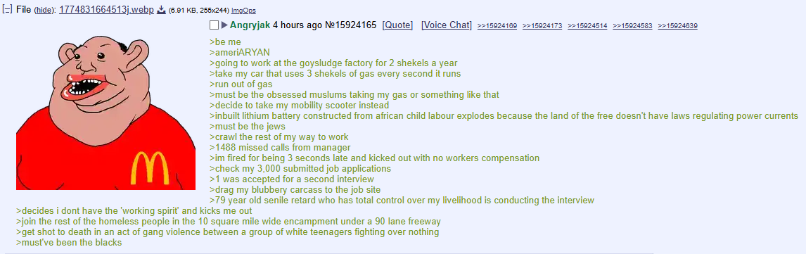 meximutt, le 56% mutt, amerimutt, sharty greentexts, bald, greentext, job, lips, looking to the left, mcdonalds