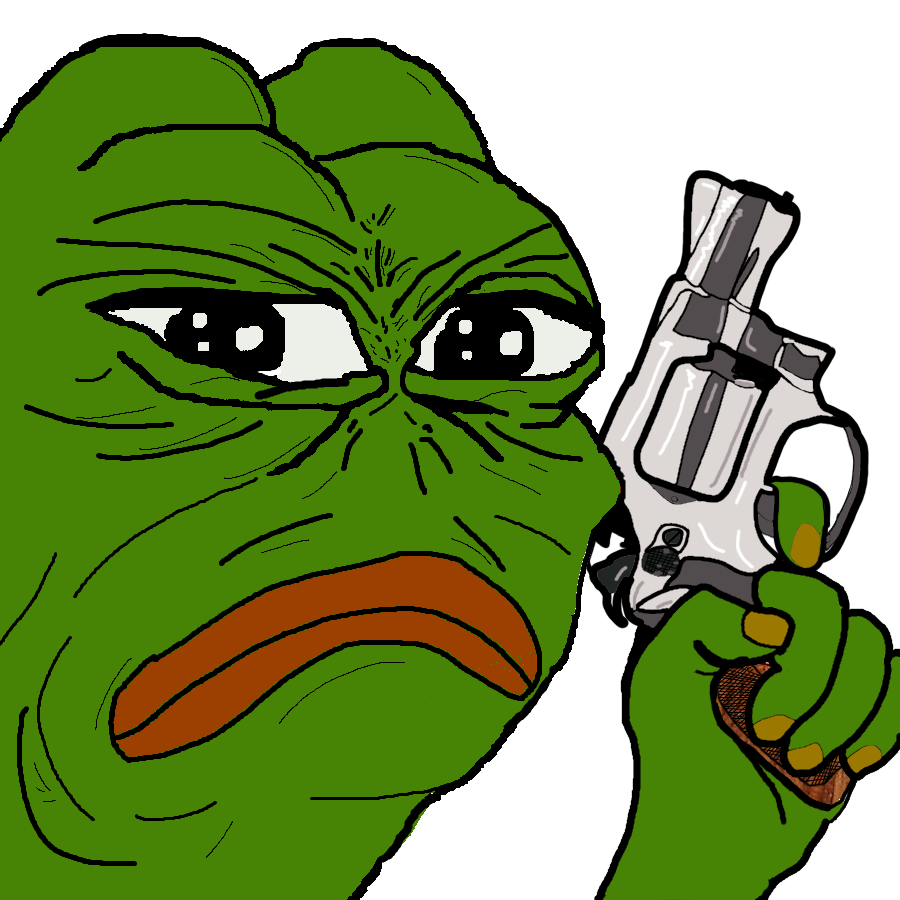 pepe, amphibian, angry, animal, big lips, brown lips, eyes, frog, green skin, gun