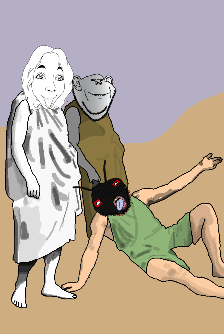 derpjak, finojak, impish soyak ears, female derpjak, femjak, ack, classical art parody, closed mouth, female, ground