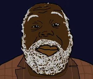 alicia, balding, beard, black skin, closed mouth, clothes, green hair, neutral, russman, soyjak