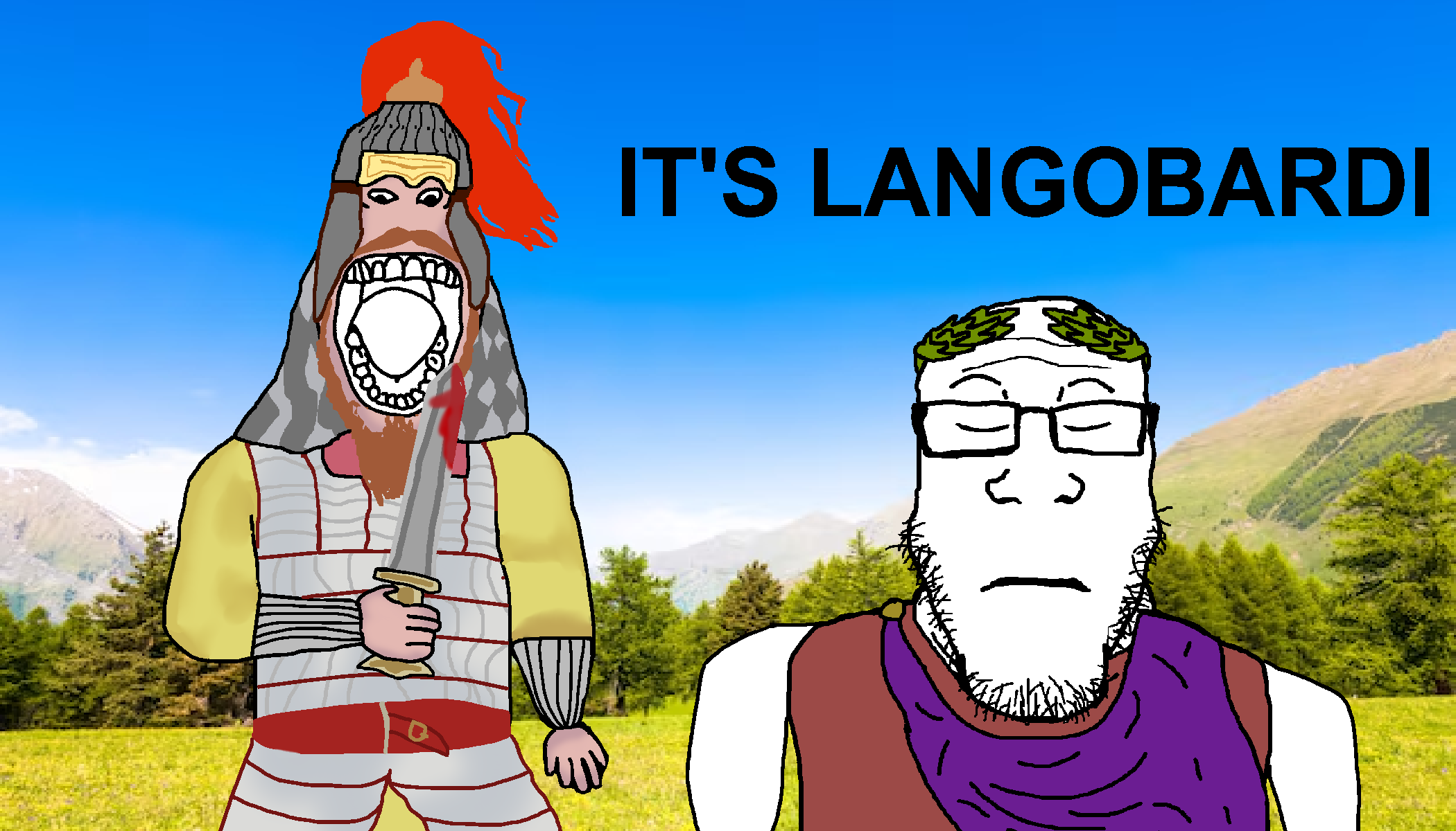 bernd, markiplier soyjak, neutralplier, the langobard, its over, 2soyjaks, arm, armor, beard, belt