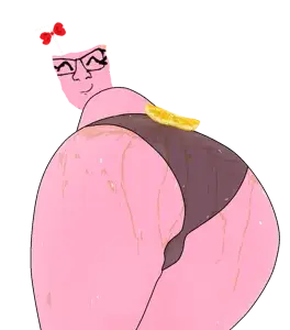 feraljak, condiment, female condiment, femjak, ass, closed eyes, closed mouth, condiment, disturbing, eyelashes