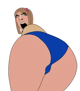 cobson, gyarujak, ass, badly drawn, badly made, brown hair, clothes, female, flower, gyaru