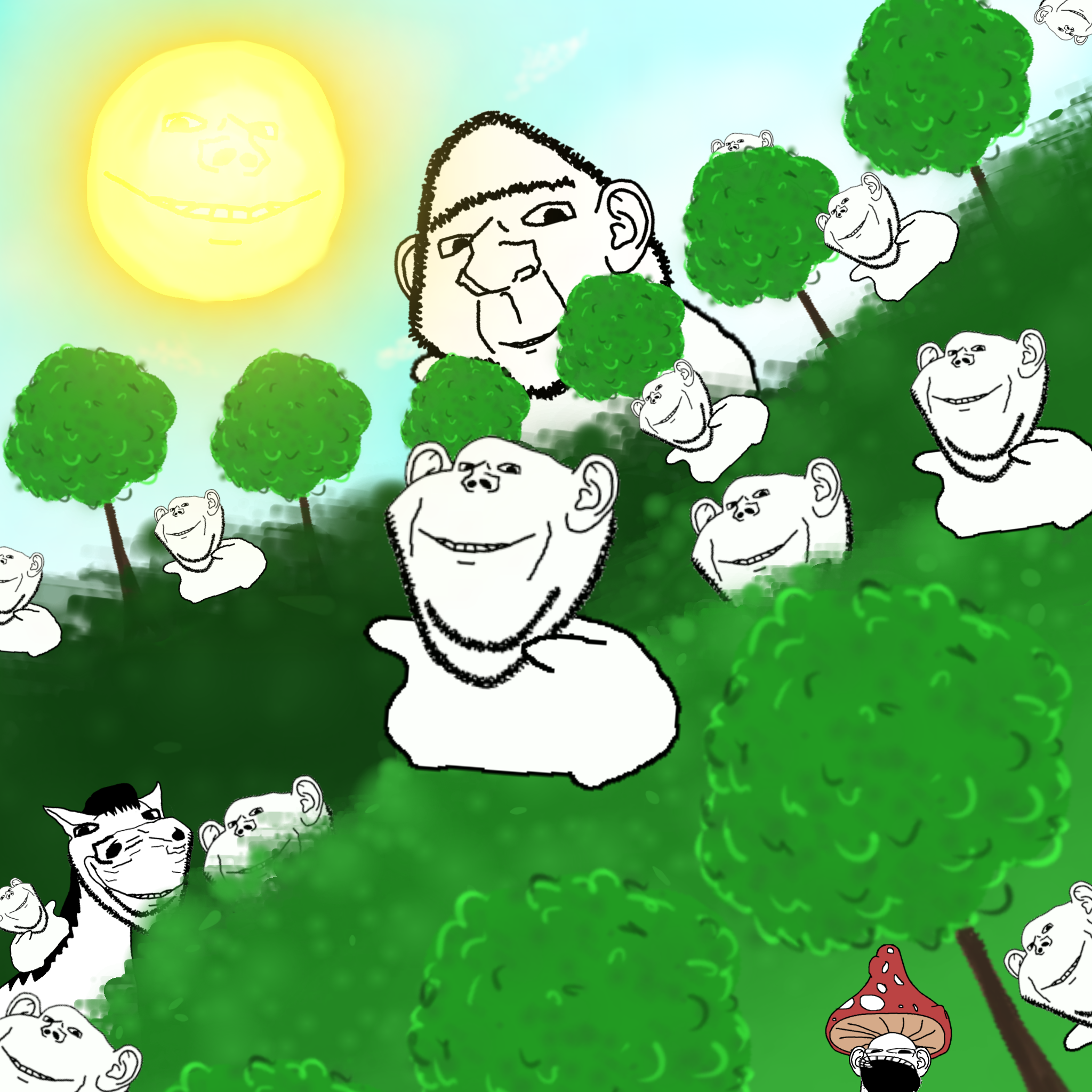 shroomjak, wojak, gapejak, impish soyak ears, impish horse, ishish soyak ears, tismjak, tismjak, animal, antialiased