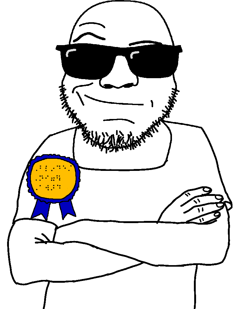 austrian chud, redditjak, 1soyjak, award, bald, blind, braille, closed mouth, crossed arms, front view