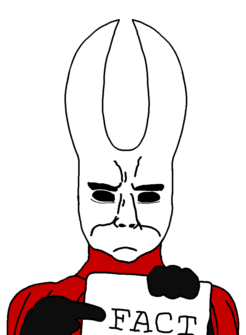 hornet, chudjak, chudjak front, better reupload, black eyes, black skin, extended, fact, fact sign, holding object