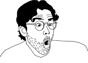 unknown, clothes, glasses, hair, hasan piker, open mouth, soyjak, stubble
