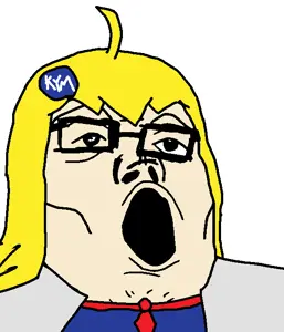 tony soprano soyjak, badge, blonde hair, clothes, female, glasses, hair, knowyourmeme, necktie, open mouth