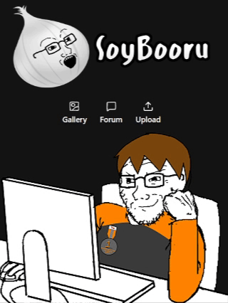 dan, cryboy soyjak, soyak, soyak (smug), natejak, animated, brown hair, closed mouth, clothes, computer