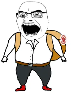 cobson, arm, backpack, child, clothes, full body, glasses, hands, leg, open mouth