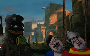 pepe, bernd, hanging troonjak, troonjak, ack, amphibian, animal, arm, beret, chains