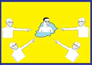 chudjak, chud, closed mouth, glasses, multiple soyjaks, pee, pointing, pool, smirk, swimming