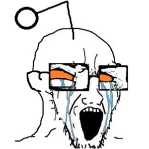 soyak, antenna, cleavage, crying, ear, glasses, open mouth, orange eyes, reddit, reddit moment