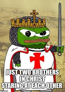 pepe, amphibian, animal, big lips, clothes, cross, crown, frog, green skin, holding object
