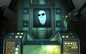 cobson, artificial intelligence, computer, fallout 3, glasses, john henry eden, smile, soyjak, stubble, sunglasses