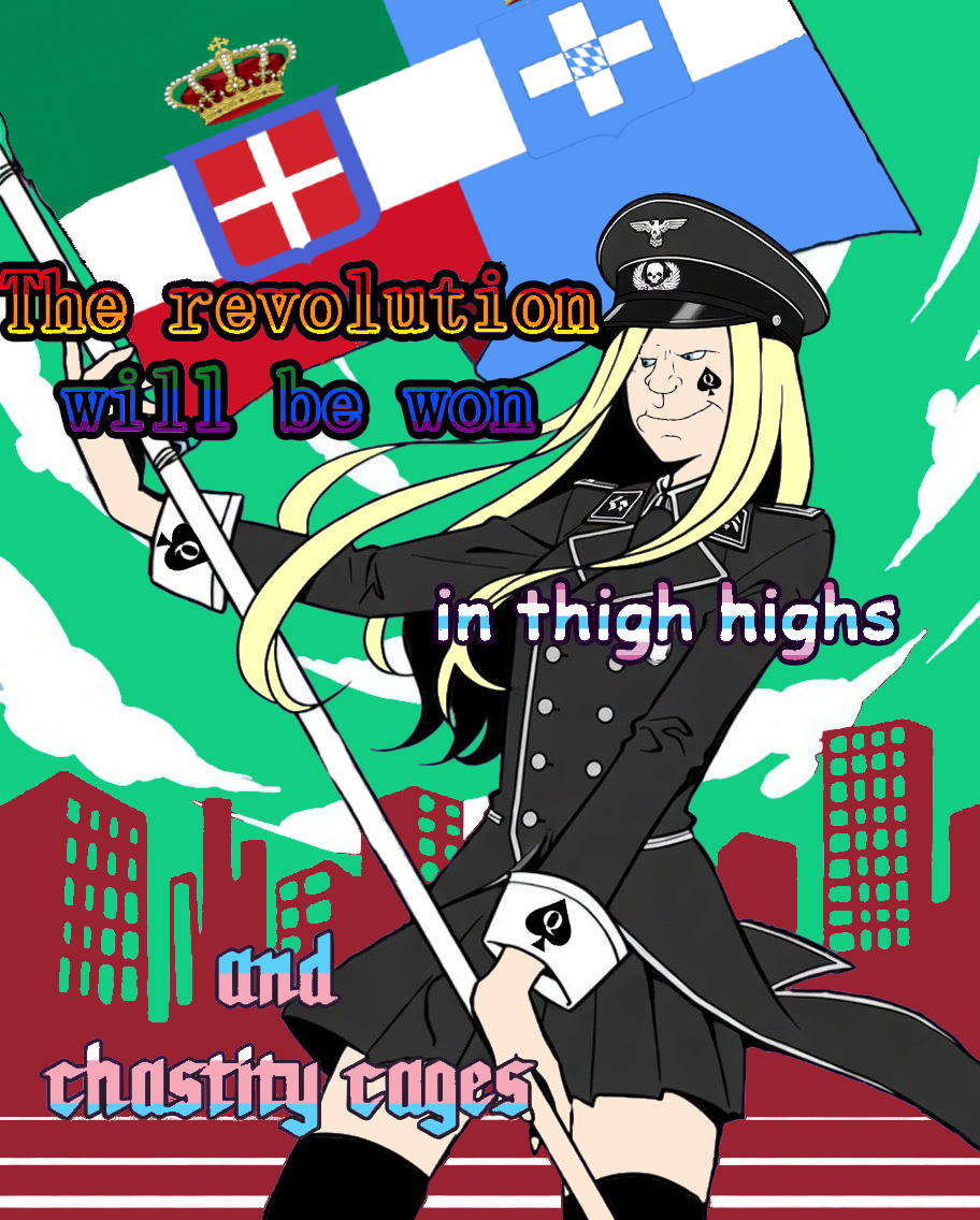 meximutt, mexiaryan, anime, bbc slut, blonde hair, chastity cage, chastity cages, coat of arms, fag, female