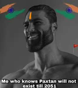 gigachad, black hair, buff, closed mouth, flag, gray skin, hair, india, open eyes, short hair