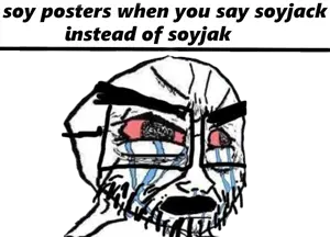 cryboy soyjak, angry, anti soyjak, bloodshot eyes, bushy eyebrows, crying, deformed, glasses, meta, open mouth