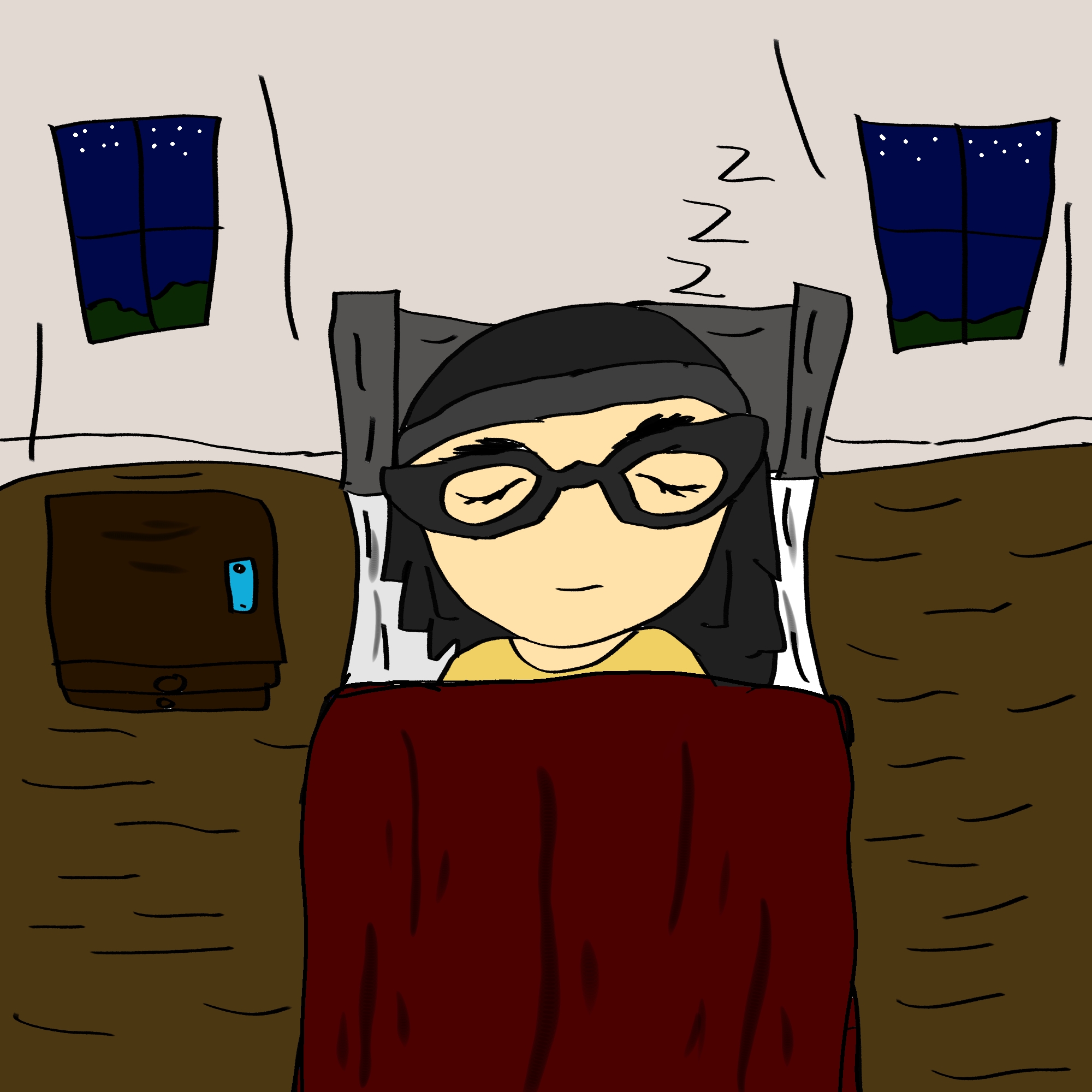 soychang, soytan, asian, asian female, beanie, bed, bedroom, black hair, blanket, closed eyes