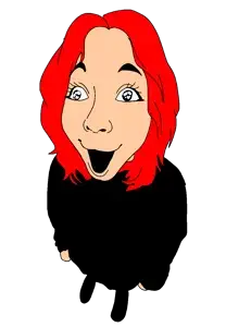 derpjak, female derpjak, femjak, black shirt, eyebrows, female, open mouth, red hair