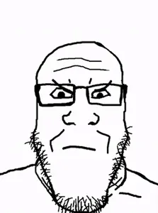 markiplier soyjak, 1soyjak, angry, animated, glasses, hands, head box, monochrome, pointing, soyjak