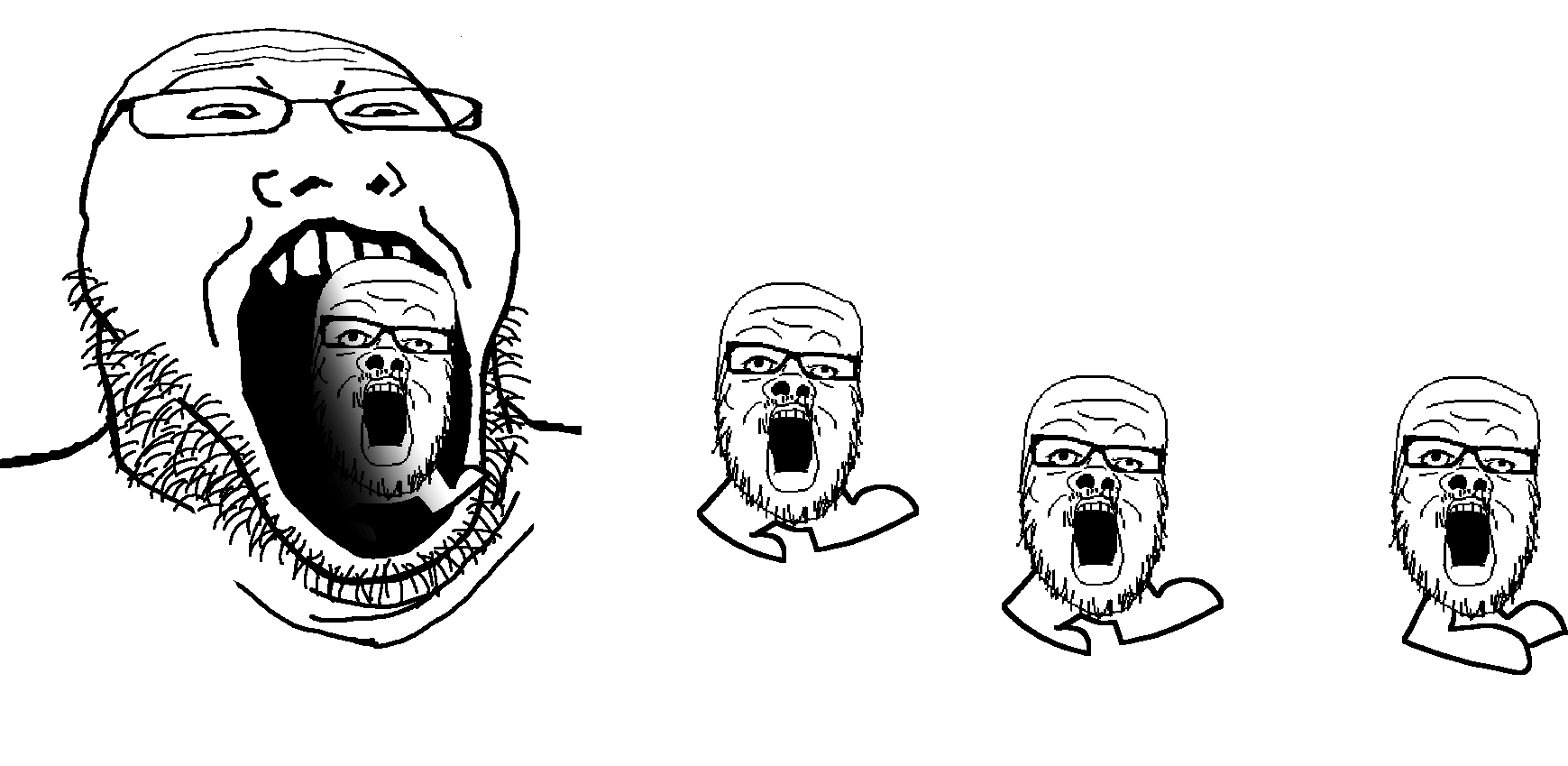 a24 slowburn soyjak, markiplier soyjak2, animated, distorted, feet, forehead lines, forehead wrinkles, glasses, going to the right, jump