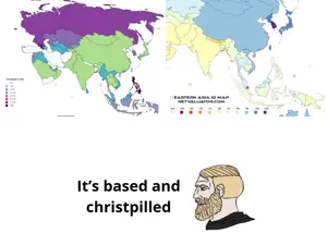 yes chad, it's based and christpilled, asia, blonde beard, blonde hair, christianity, hair, iq, map, religion