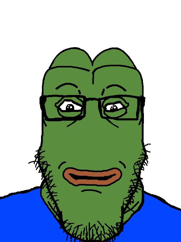 pepe, markiplier soyjak, neutralplier, pepeplier, amphibian, animal, blue shirt, closed mouth, clothes, frog