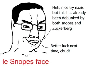 chudjak, closed mouth, glasses, hair, smile, smug, snopes, soyjak, text