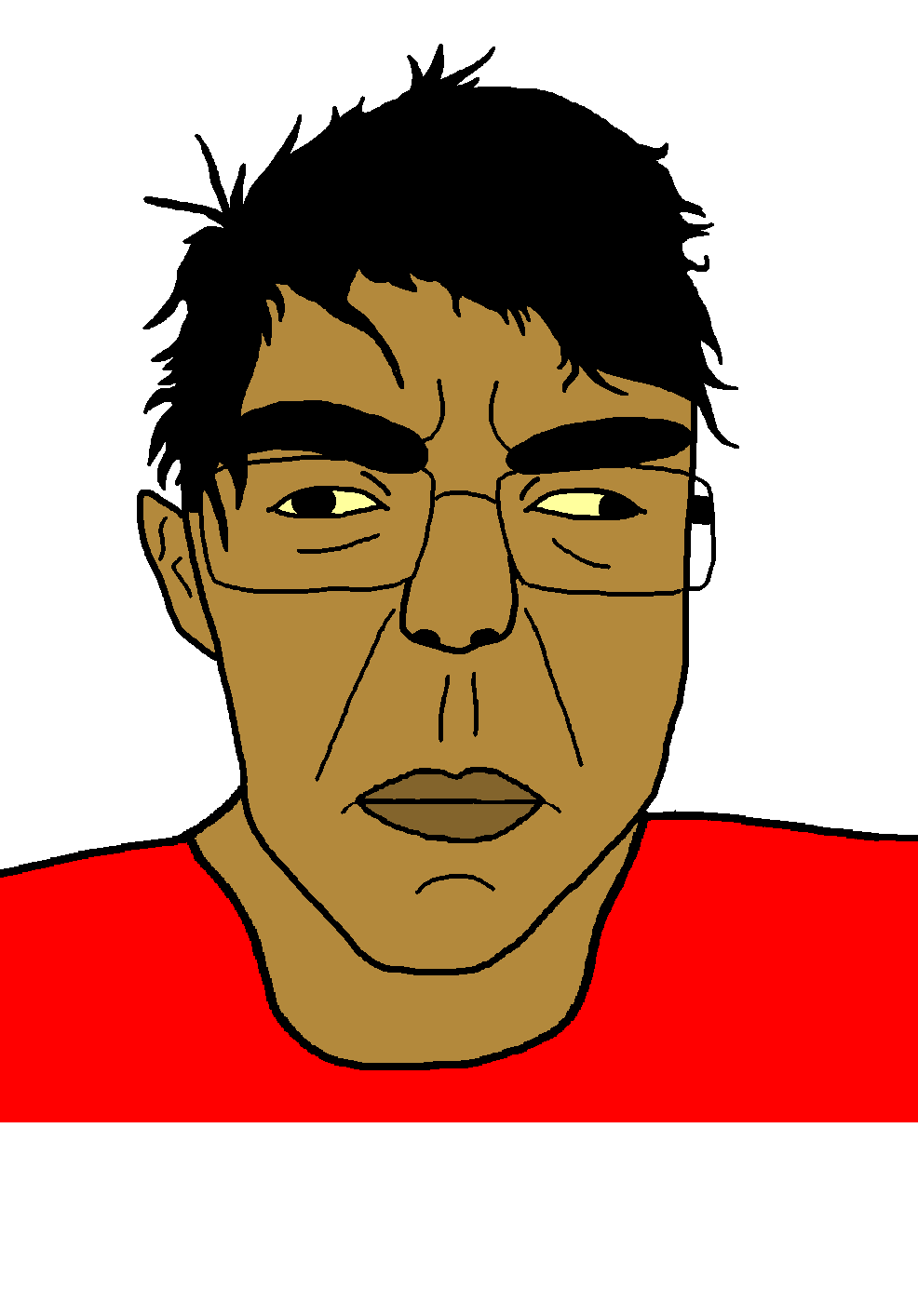 chudjak, patrick, black hair, brown skin, bushy eyebrows, closed mouth, ear, glasses, hair, indonesia