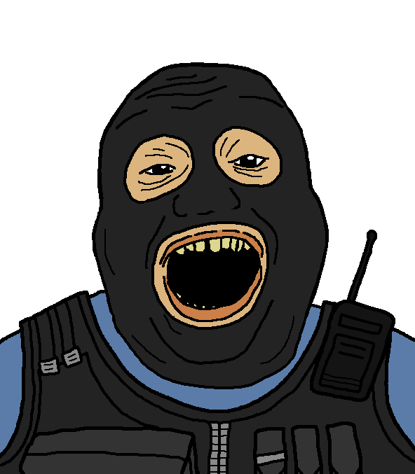 alicia, balaclava, big lips, blue shirt, chin, clothes, double chin, fat, forehead lines, lips