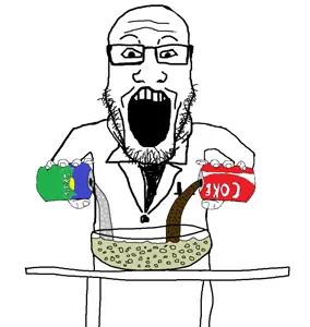 markiplier soyjak, arm, bowl, can, clothes, coke, doctor, dr. sprokeberg, glasses, hands