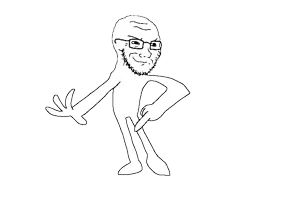 soyak, animated, closed mouth, dance, glasses, middle finger, smile, smug, soyjak, stubble