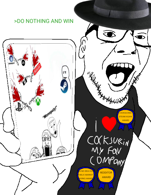 gapejak, markiplier soyjak, phoneboy, tony soprano soyjak, two pointing soyjaks, thatsoyniggaontheright, soyjak trio, award, black shirt, cocksucker