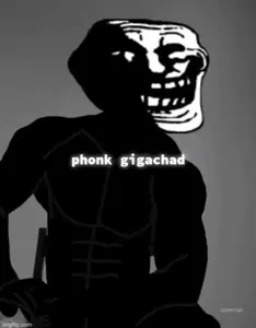 gigachad, trollface, gigatroll, buff, muscles, open mouth, smile, teeth, wrinkles
