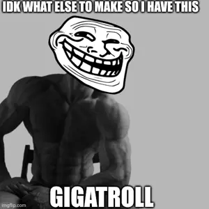gigachad, trollface, gigatroll, buff, muscles, open mouth, smile, teeth, wrinkles
