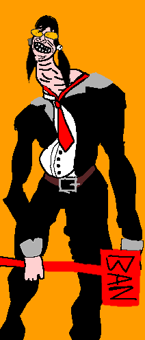 admin, amorphous, ban, ban hammer, belt, black hair, black pants, black shirt, clothes, female?