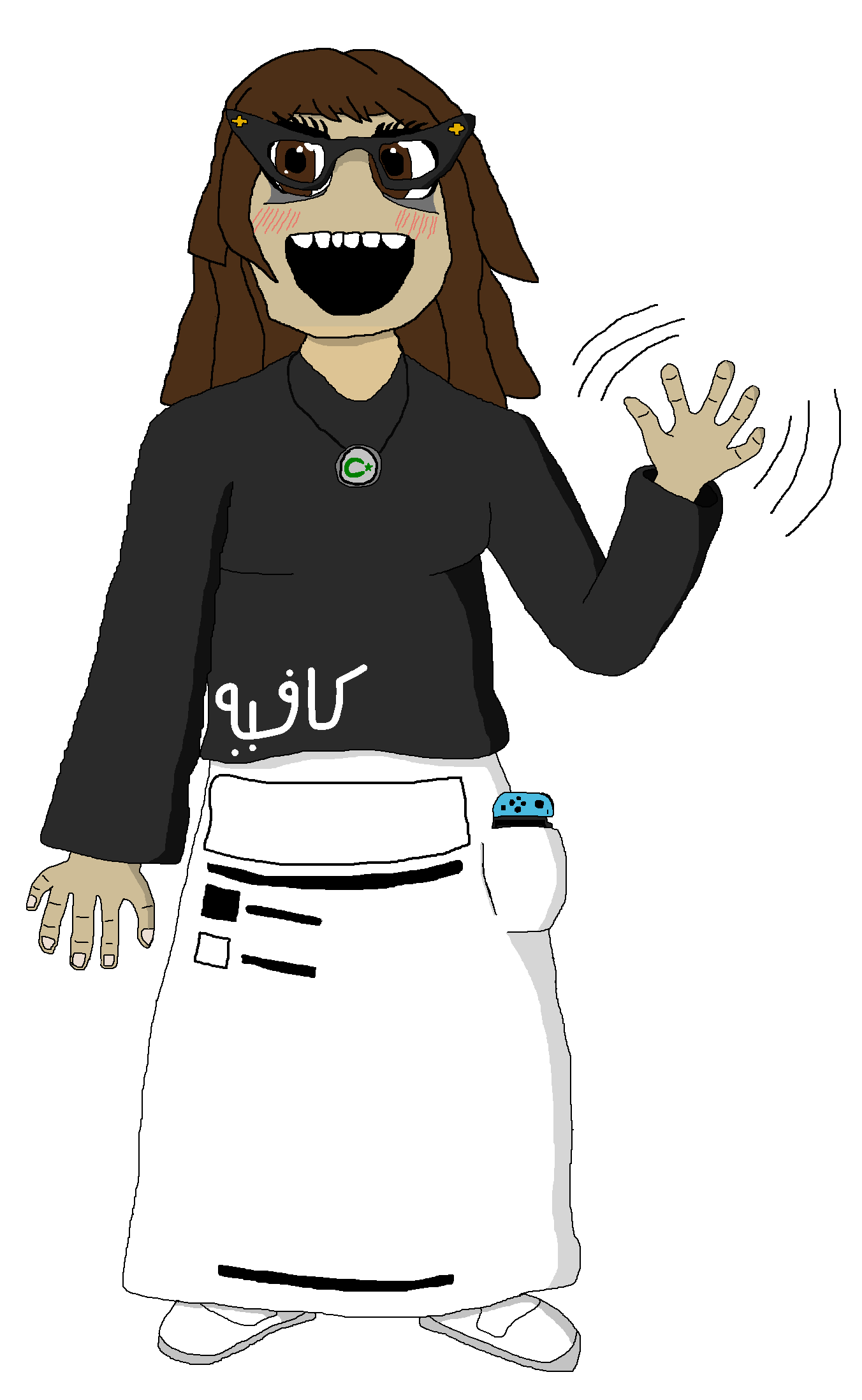 puertorican, soytan, aliased, arab, arabic text, beige skin, necklace, nintendo, nintendo switch, open mouth