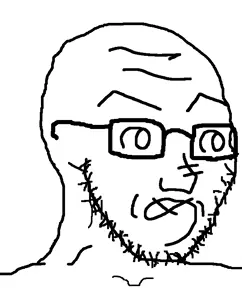 soyak, eyebrows, forehead lines, gaping mouth, glasses, hehenonomoheji, henohenomoheji, looking to the right, monochrome, nose