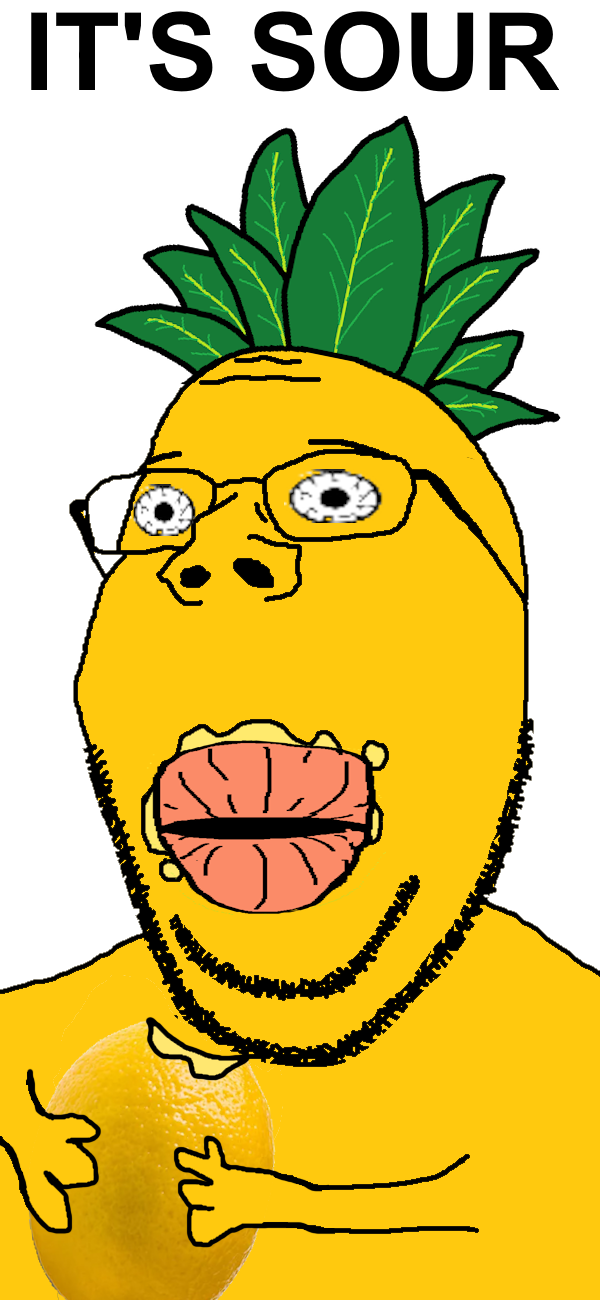 gapejak, wholesome soyjak, its food, its over, food, fruit, glasses, hair, lemon, open mouth