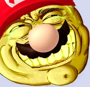 mario, /v/, 4chan, 4chan meme, big nose, clenced, clenched teeth, kekking, laughing, meme