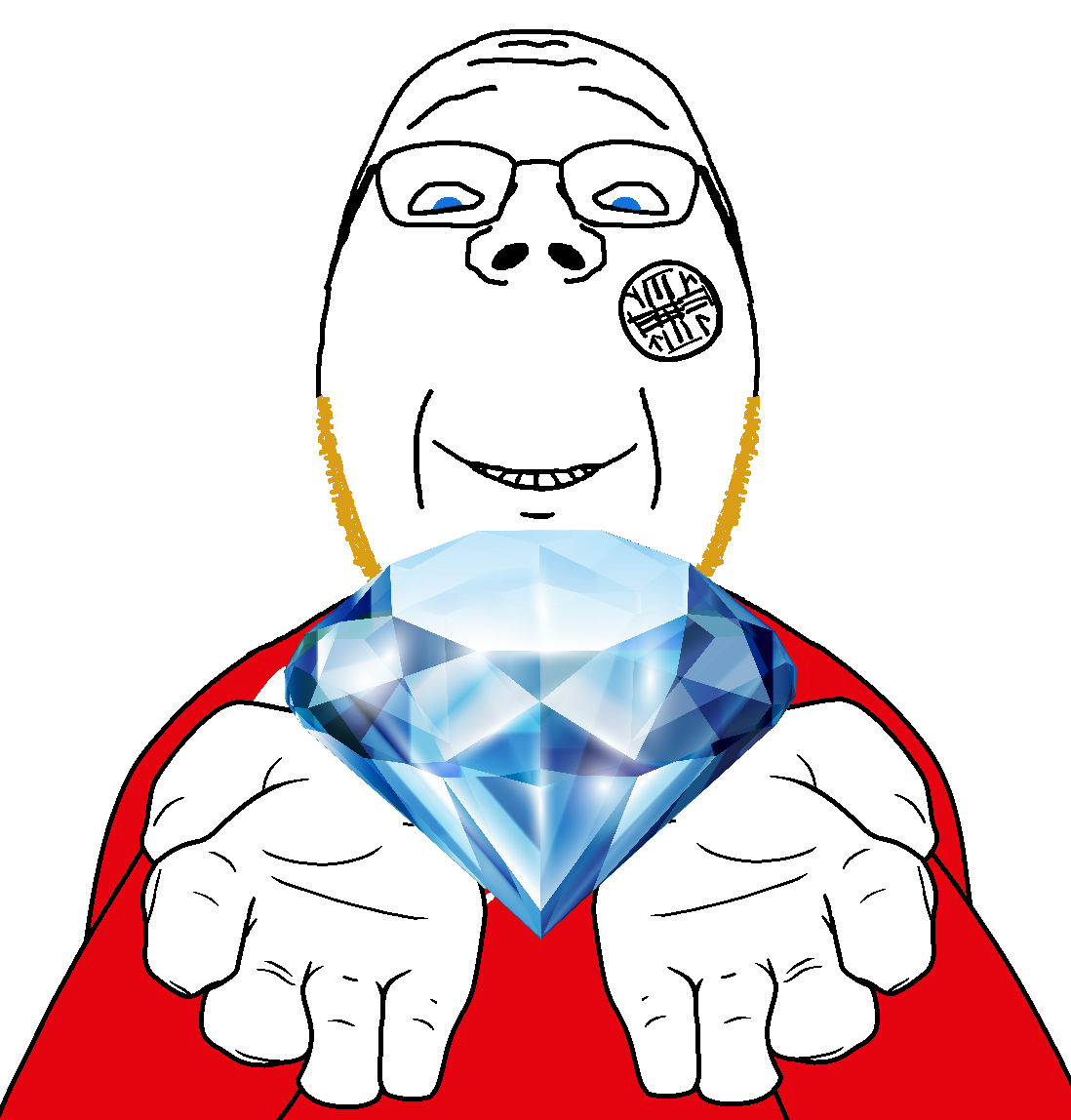 gapejak, gapejak front, countryaryan gem!, 1soyjak, a10 eyes, bald, blonde beard, blonde hair, blue eyes, closed mouth
