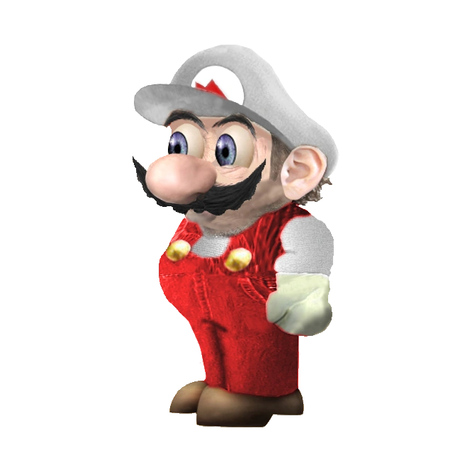 mario, weegee, black mustache, brown hair, brown shoes, clothes, fire mario, hair, hat, hyper realistic