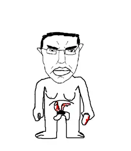 chudjak, pol face, balls, blood, closed mouth, genital mutilation, glasses, hair, js paint, knife